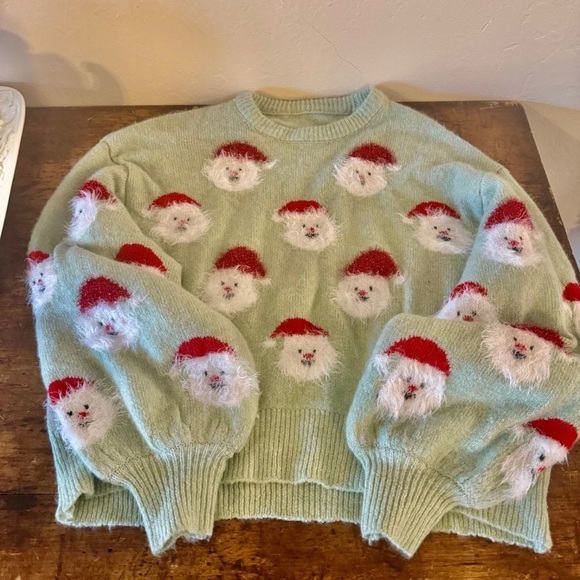Soft Knit Fuzzy Santa Christmas Sweater - Picture 2 of 4